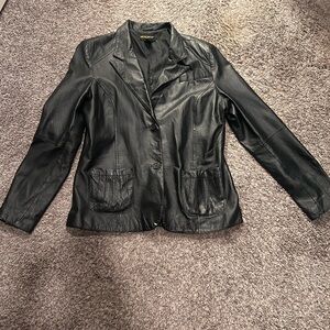 Le Chateau Women's Sleek Black Leather Jacket